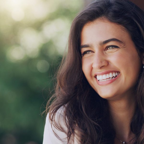 Happy,,Woman,And,Face,In,Nature,For,Thinking,,Positive,Mindset